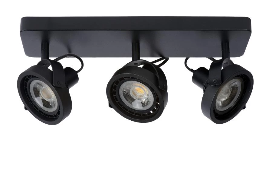 Lucide TALA LED - Plafondspot - LED Dim to warm - GU10 - 3x12W 2200K/3000K - Zwart - uit